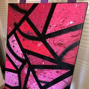 Handmade pink abstract painting